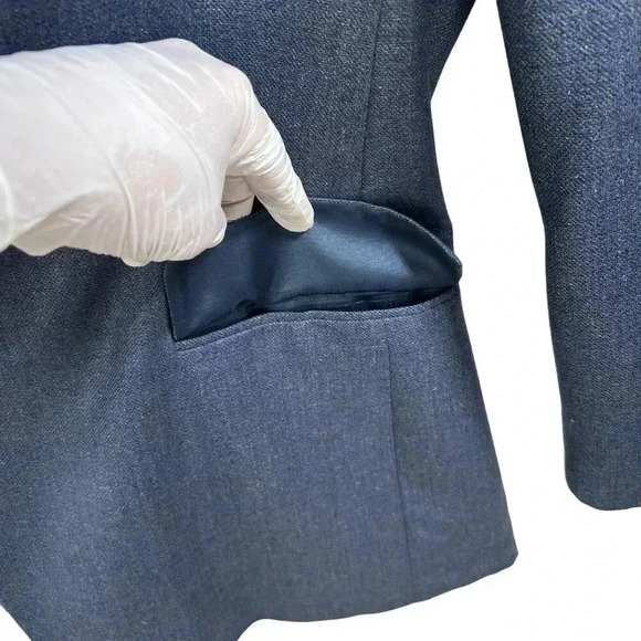 Joseph Abboud 48R 55% SILK 45% WOOL American Soft Jacket Blue Check Parisian USA - Picture 6 of 16